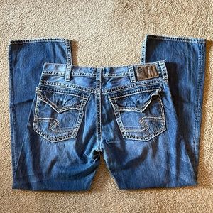 Men’s Zac Flap Silver brand jeans. Lightweight 100% cotton EUC 36 / 32